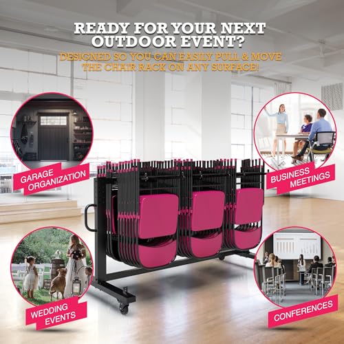 Image of ALAGPRO Folding Chair Rack Folding Chair Cart - Folding Chair Storage Dolly with Wheels, Heavy Duty Holder for 42 Chairs or 12 Tables of 600 LBS Capacity - Includes Outdoor Cover