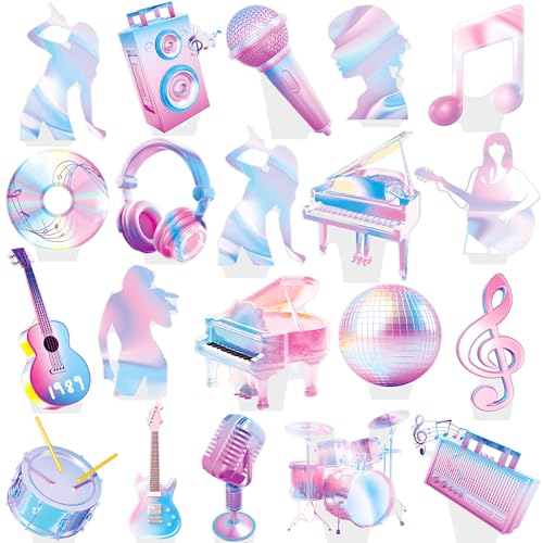 iPartyFun 48Pcs Music Singer Party Cupcake Toppers Singer Birthday Party Decoration Popular Singer Theme Cupckae Toppers for Girls Music Singer Birthday Baby Shower Supplies