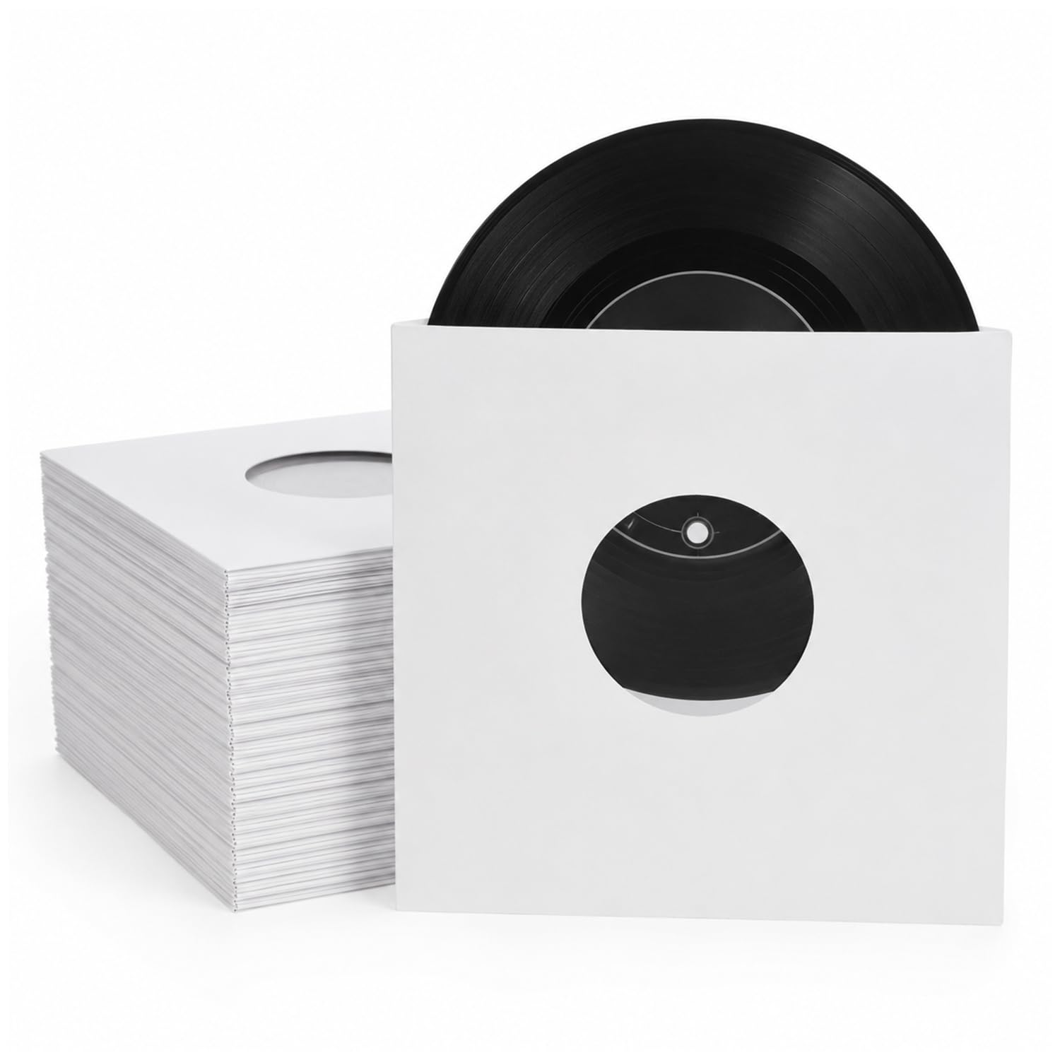 Thymera 12 Inch Vinyl Record Sleeves White Paper Inner Sleeves for LPs & Albums – Protective Anti-Scuff Replacement Covers for Vinyl Storage & Protection 50