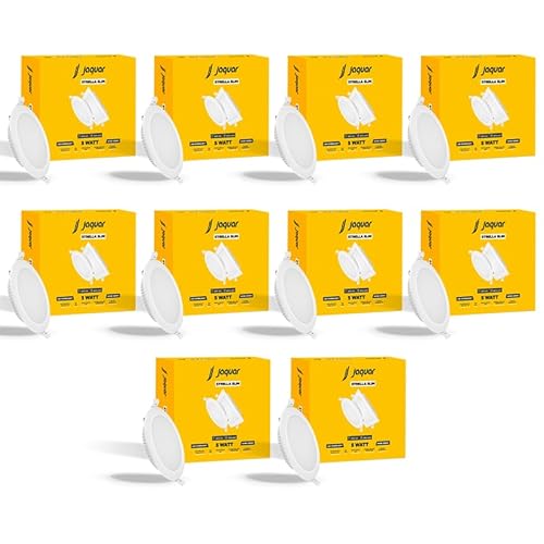 Jaquar Strella Slim 5W Round Recess Down Light - Warm White, Energy Efficient LED Ceiling Light for Home and Office (Pack of 10)