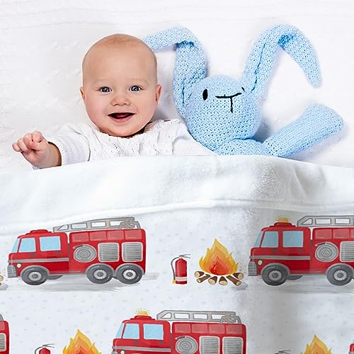 Image of Fire Truck Fireman Baby Blanket Gifts Super Soft Swaddle Newborn Cozy Baby Receiving Blanket Stroller Throw Blanket for Crib 40x30 in forBaby /Puppy