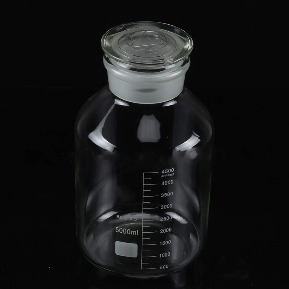 Frasco de reactivo graduado de vidrio de borosilicato con boca ancha y tapón de vidrio esmerilado, de 60 ml a 5000 ml(5000ml)