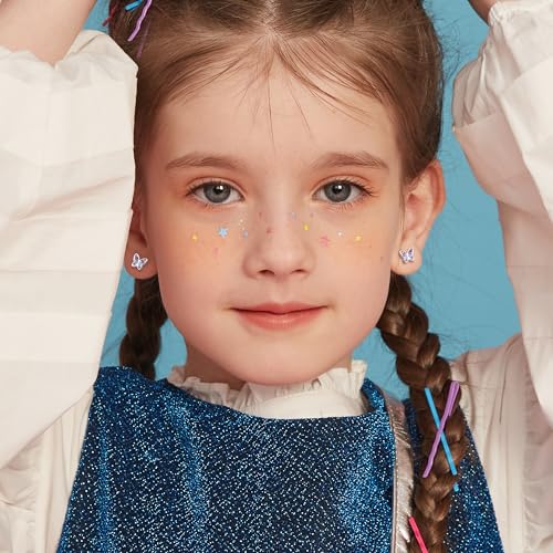 Adramata Hypoallergene Ohrringe Silber 925 für Mädchen und Damen - Niedliche Kleine Blumen Schmetterling Stern Herz Ohrstecker für Kinder