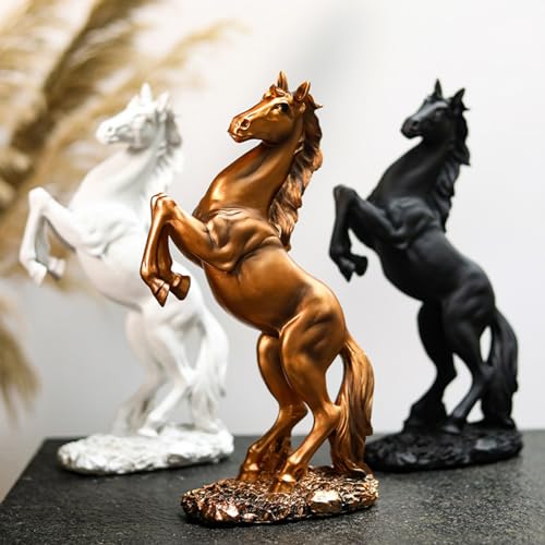 NUNETH Horse Sculpture, Indoor Abstract Art Statues, Resin Figurines, Desktop Decorative Collection Ornaments (Gold)