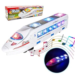 YJMYYX Electric Train Toys with 3D Light & Music, for Kids, Boys & Girls