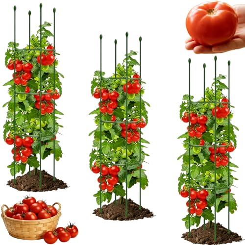 3 Pack Heavy Duty Tomato Cages for Garden, 59 Inch