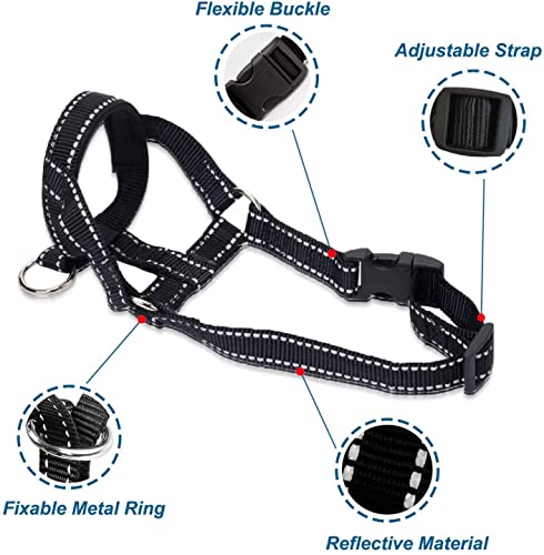Dog Head Halter With Reflective Safety Strap Stop Dog's Pulling, Dog Head Collar For Small Medium Large Dogs(L,Black) #TOP3