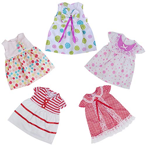 ZITA ELEMENT 5 Pcs Fashion Cute Dresses for 14 Inch to 16 Inch Baby Doll Clothes, American 18 Inch Girl Doll and Other 18 Inch Doll Clothes Outfits Xmas Gift
