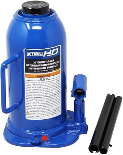 K Tool International HD63230 Gato hidráulico de botella de 30 toneladas para garajes, talleres de reparación y bricolaje, 60,000 libras. Capacidad,