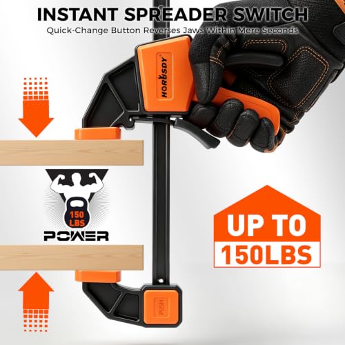 Image of 3-Pack Wood Clamps for Woodworking, 2-Piece 12 inch Bar Clamps with Clamp Connector, Quick-Release Wood Clamps with 150 LBS Load Limit, Wood Clamp Set for Woodworking, Gluing & DIY Projects