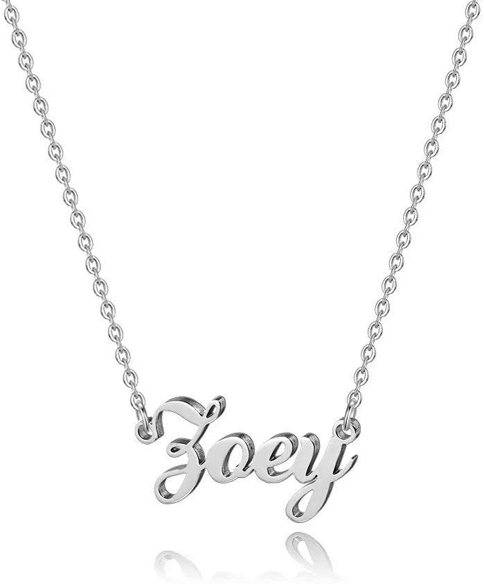 HidepooZoey Name Necklace – Personalized Name Pendant Necklace, Dainty Zoey Necklace Chain Jewelry Gifts for Women