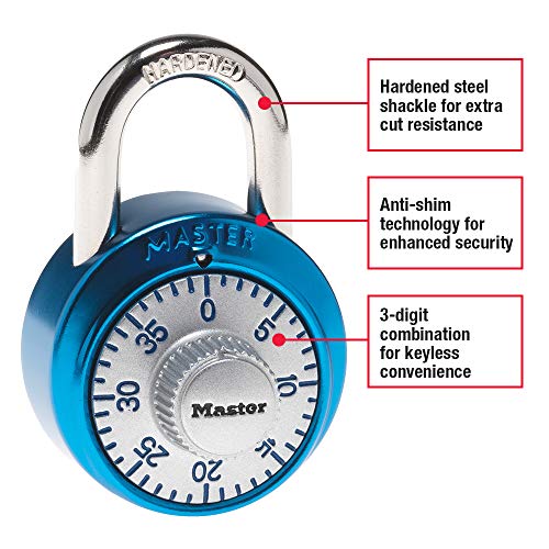 Master Lock 1561DAST Locker Lock Combination Padlock, 1 Pack, Cut Resistant, Colors May Vary