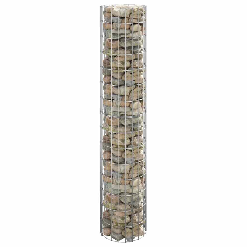 Gabionen-Säule Rund Verzinkter Stahl Ø30x150 cm Maschendraht Zaunelement Sichtschutz Gartenzaun Metall Terrasse Balkon Begrenzung Bausatz