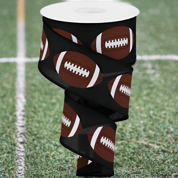 Football Wired Ribbon - 10 Yards (Black, 2.5