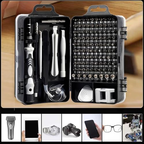 Image of 115-in-1 Precision Screwdriver Sets, Professional Repair Tool Kit with Flat Head & Multiple Bits for Electronics, Phone, Watch, Glasses, Automotive Maintenance - Non-Slip Handle & Tweezers