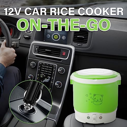 Image of OSBA 12V Rice Cooker for Car 1L Mini Rice Cooker with Steamer, Green