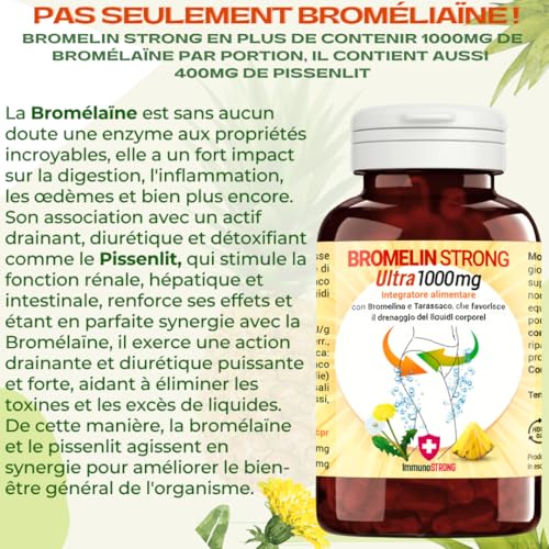 Bromélaïne Drainante Forte - Bromélaïne Drainante Pure Haute Dosage 5000 Gdu Avec Pissenlit D'action Anti-cellulite Et Detox 120 Comprimés 1000 Mg - ImmunoSTRONG – Image 5