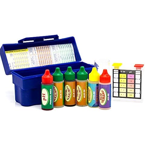 WWD POOL Swimming Pool Test Kit, Spa Water Test Kit Inground Above Ground Pool for Chlorine, Bromine, Ph, Alkalinity, and Acid Demand(5 Way Test Kit) Cover