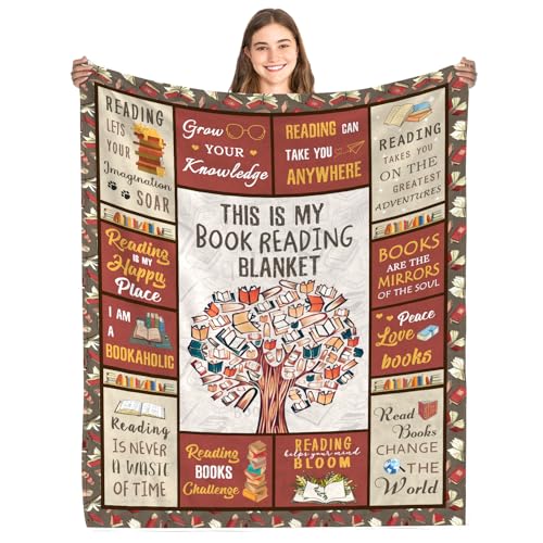 Book Lovers Gifts Blanket, Gifts for Book Lovers Women, Reading Blanket for Book Lovers, Librarian Gifts for Women Ideas Christmas Birthday Graduation, Book Club Gifts, Best Bookworm Gifts (50x60in)