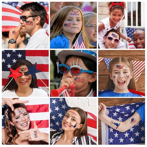 Image of Aresvns 4th of July Patriotic USA Independence Day Temporary Sleeve Tattoo