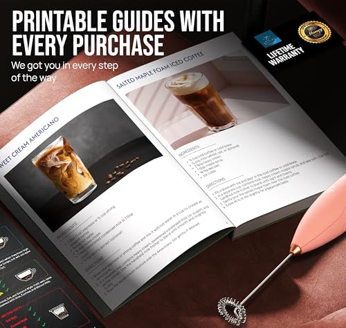 Image of Zulay Kitchen Powerful Milk Frother Wand With Duracell Batteries - Ultra Fast Handheld Drink Mixer - Electric Whisk Foam Maker for Coffee, Lattes, Cappuccino & Matcha - Z1 Motor - Exec Peach Copper