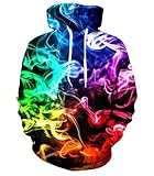 RAISEVERN Mens Womens Hoodies 3D Colorful Fleece Graphics Sweatshirts Pullover Trippy Cool Novelty Hoody Funny Hooded with Pocket