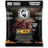 Bearded Butchers Hot Jerky Seasoning & Natural Cure Kit - Spicy DIY Jerky Making Mix for 10 Lbs Beef, Venison & Wild Game - Pre-Mixed Spices with No Synthetic Nitrites