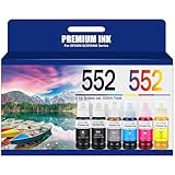 YeaImage 552 Ink Refill Bottles Use for EcoTank Photo ET-8550, EcoTank Photo ET-8500（BK PBK C M Y GY, 600ml）
