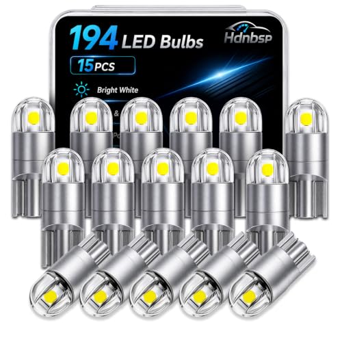 Image of 15PCS 194 LED Bulbs, T10 168 2825 W5W LED Replacement Bulbs, 6500K White