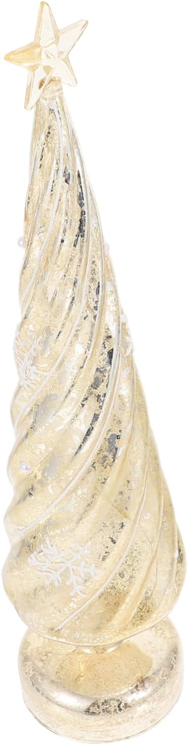 Cabilock 1pc Glass Christmas Tree Night Lamp Festive Desktop Ornament Unique Decorative Night Light for Holiday Home Decor Battery Operated Glass Craft Xmas Adornment