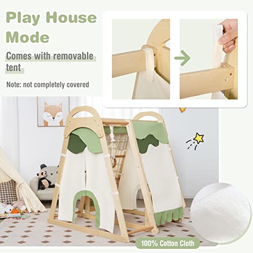 Glacer 6-In-1 Kids Indoor Playground, Wooden Climbing Toys Playset W/Slide, Money Bars, Gymnastics Rings, Climbing Net, Climbing Ladder & Tent, Indoor Jungle Gym For Toddlers Over 1 Year Old #TOP3