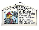 American Made House Rules Quote Ceramic Arch Family Plaque, 8.4-Inches Rectangular