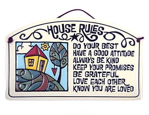 American Made House Rules Quote Ceramic Arch Family Plaque, 8.4-Inches Rectangular