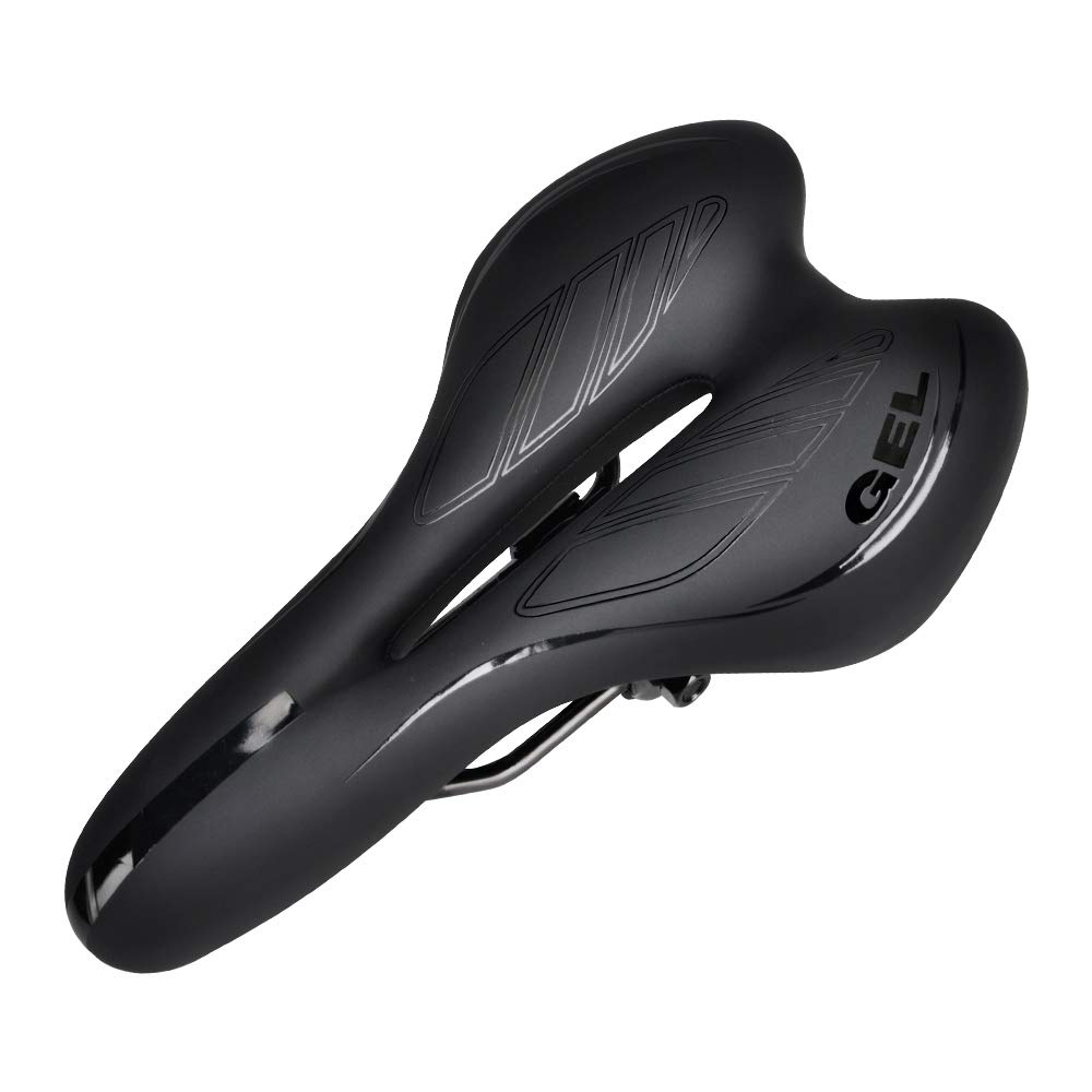 fjqxz Bike Saddle Professional Comfortable Mountain Bike Gel Cut Out Saddle Ergonomics Designed for MTB Bike Road Bicycle Soft Cushion Black