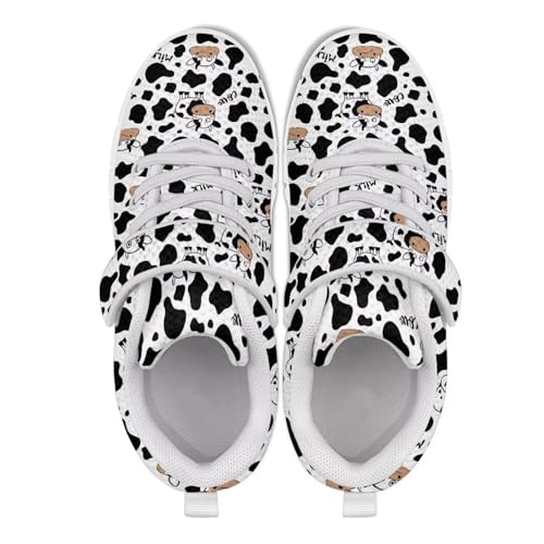 Kids Walking Shoes Breathable Lace-Up Tennis Sneakers Boys Girls Lightweight Elastic Shoes for Sport US 11-15 White Sole2