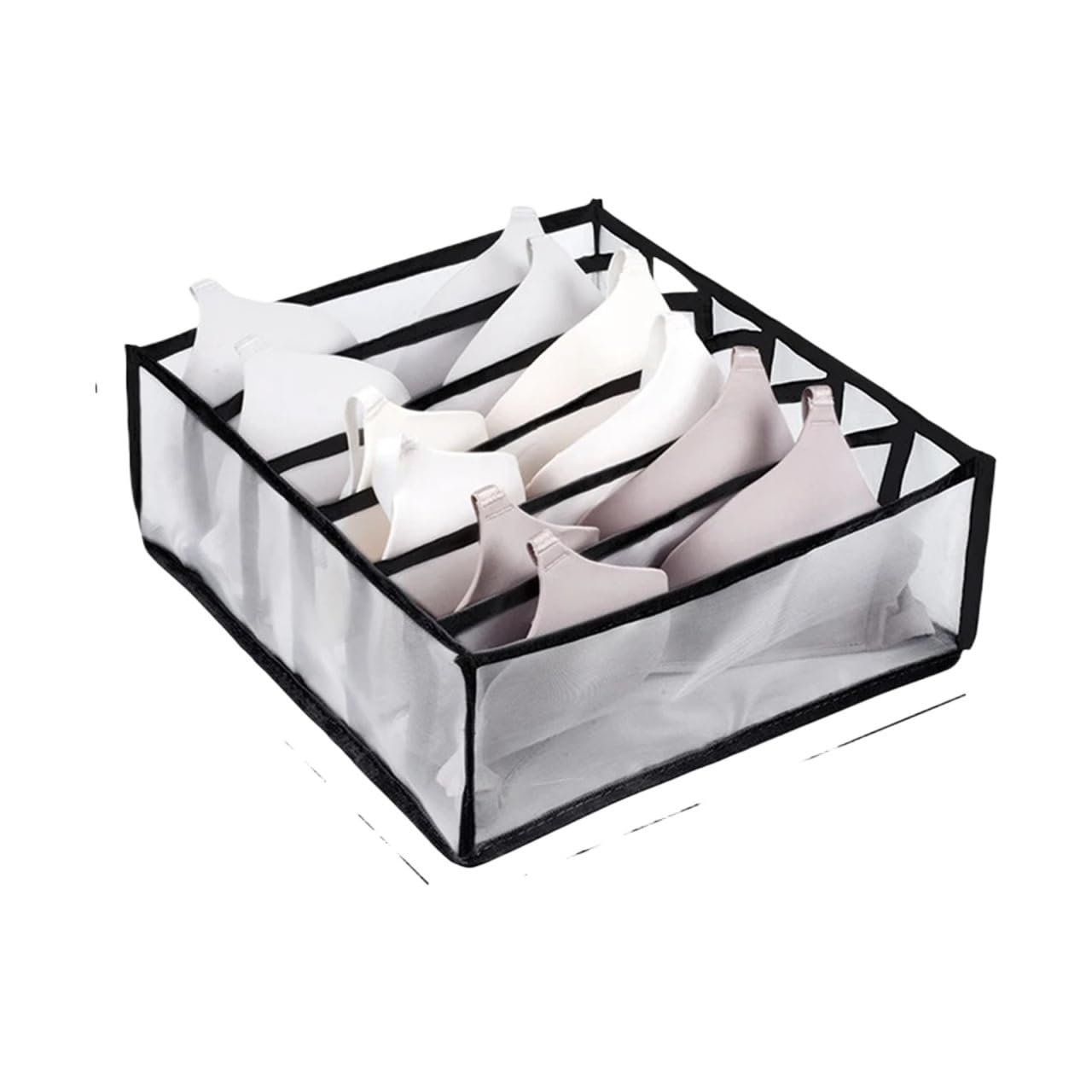 BAYNOPURIN Sock Storage Box Fabric Underwear Bra Storage Box Sorting Panty Socks Compartment Drawer Organizer Home(Black 6grids)