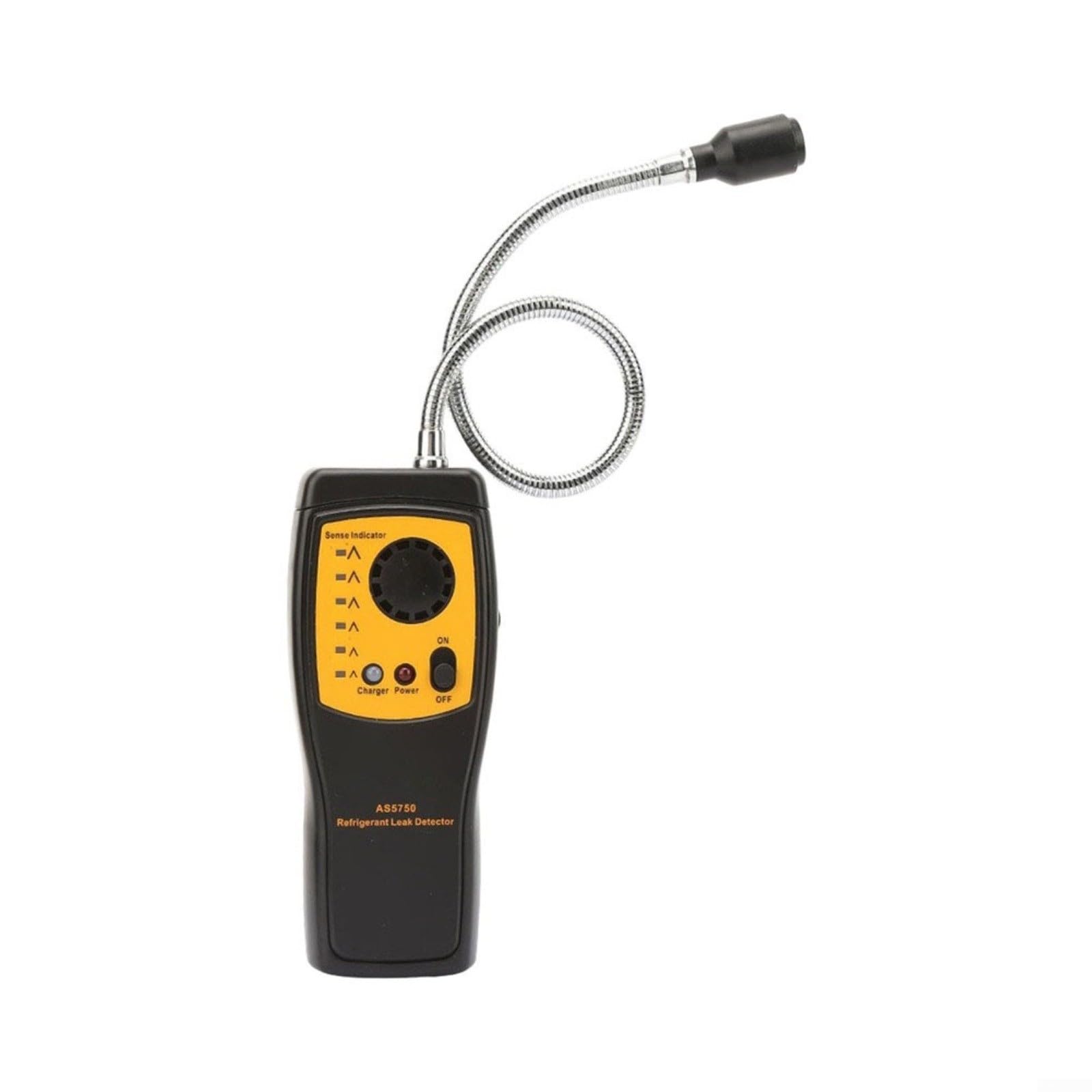 AS5750 Detector de fugas halógeno digital para sistemas de aire acondicionado y refrigeración, USB cargable con precalentamiento rápido, alarma de 3 niveles (acústica/luz/vibración) para