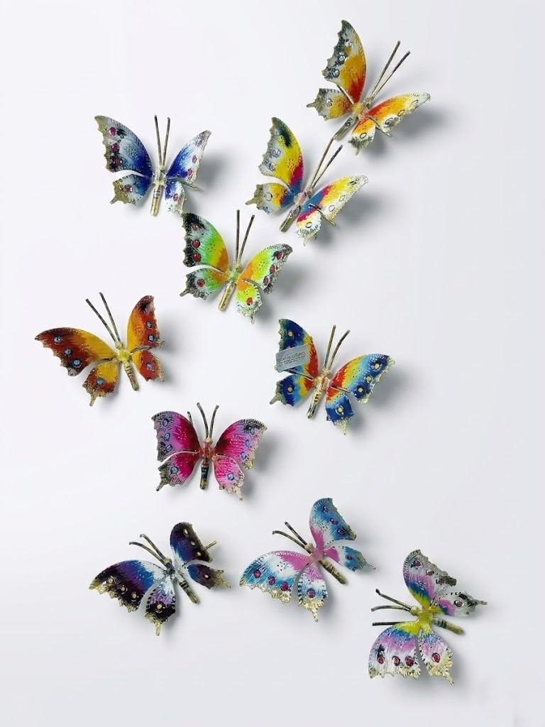 arterameferro SET Farfalle da parete decorativa in ferro dipinte vari colori MADE IN ITALY 10 pezzi