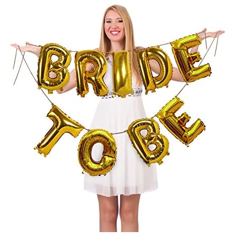 Ajuhai Gold Decorations Valentine Balloons For Wedding (gold, 16inch(bride to be)) Cover