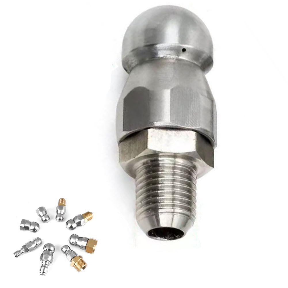 Ugelli per idropulitrici, ugelli a innesto rapido, Ugello for pulizia scarichi fognario ad alta pressione in acciaio inossidabile, 1/2/5 pezzi(1 Hole in Front/3 Holes in Back M14mm,5pcs)