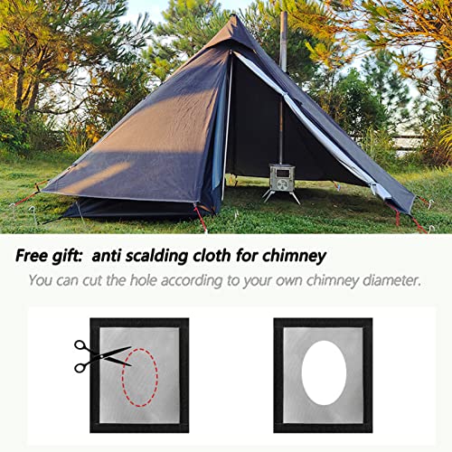 Piramide Hot Tent Outdoor Camping Waterdichte Tipi Tent 1 Persoon Tipi Tent Winter Kachel Tent met Sneeuw Rok - Afbeelding 5