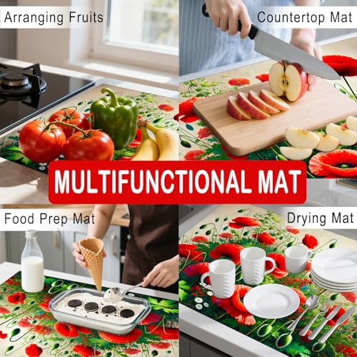 Image of Nuxovilar Floral Accent Stove Cover Diatom Mud 28.35x20.47 In | Glass Protector Countertop Mat Counter Saver Cooktop Cover Kitchen Cooking Area Home (Floral Accent Design)