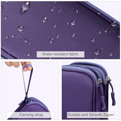 Image of FYY Electronic Organizer, Travel Cable Organizer Bag Pouch Electronic Accessories Carry Case Portable Waterproof Double Layers All-in-One Storage Bag for Cable, Cord, Charger, Phone, Earphone Purple
