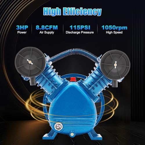 Eentraps V-stijl 2-zuiger reserve-luchtcompressorpomp twee cilinder dubbele cilinder compressor voor lichte industrie textiel levensmiddelen 2200 W 3HP blauw - Afbeelding 5