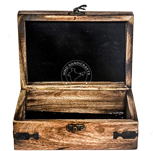 Image of Antique Handmade Wooden Jewelry Box - Tree of Life Engraved Keepsake Storage Organizer - Handcarved Decorative Box for Women & Men - Vintage Home Decor Accent & Gift - 7 inch x 5.5 inch x 3.5 inch
