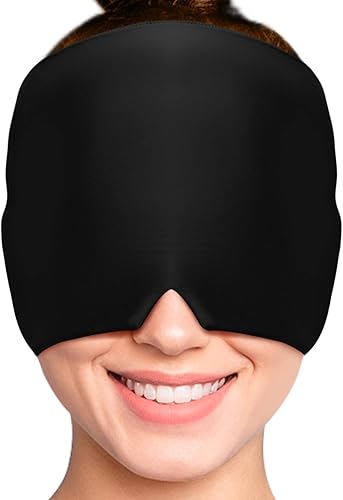 Envoltura de cabeza de hielo para migraña, gorra de migraña shesangel para ojos hinchados, tensión, sinusal y estrés, bolsa de hielo cómoda y