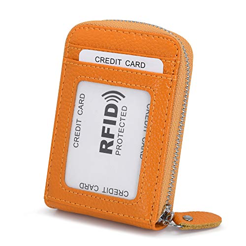 Tarjeteros para Tarjetas de Credito Mujer Hombre Piel con Cremallera Alrededor con el Bolsillo de la Moneda RFID Cuero Tarjeteros Pequeños de...