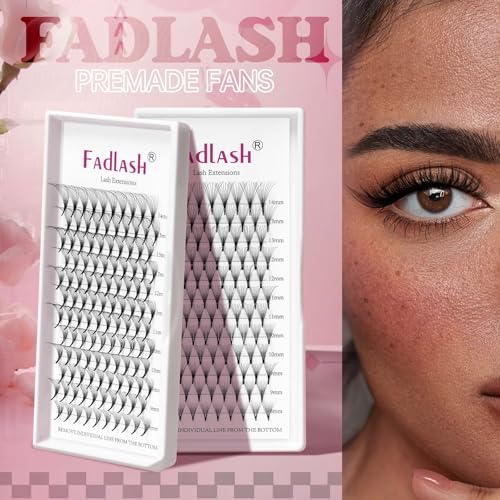 FADLASH Premade Lash Fans Eyelash Extensions 10D Premade Lash Extensions 0.07mm Thickness Pre Fanned Volume Lash Extensions D Curl (10D-0.07-D, Mix 8-14mm) - 5