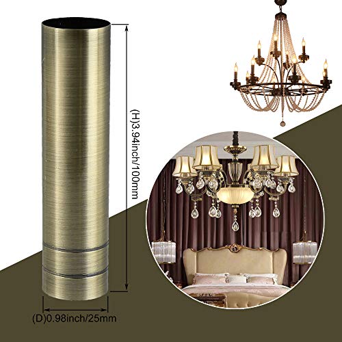Rdexp 100Mm Long 25Mm Dia Iron Double Line Chandelier Candle Light Cover Sleeves Socket Candelabra Base Set Of 6 #TOP1