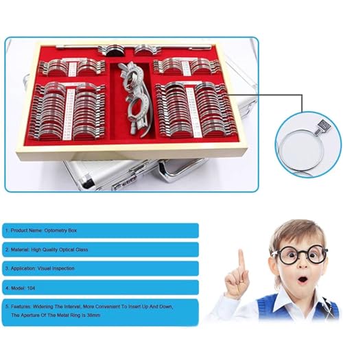 Zestaw soczewek próbnych, kompleksowy zestaw optometryczny do profesjonalnego badania wzroku, w zestawie aluminiowe etui ułatwiające transport i przechowywanie
